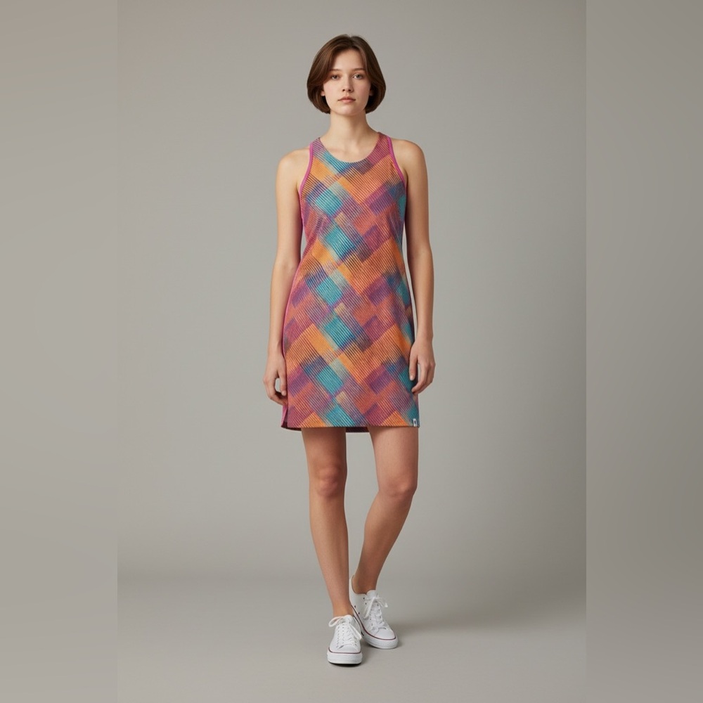 Smartwool Merino Sport Tank Dress Pink Blue Yellow Summer Mini Dress XS